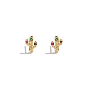 Gold & Rainbow Gemstones Princesita Stud Earring