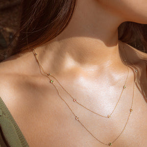 Gold & Rainbow Gemstones  Long Necklace