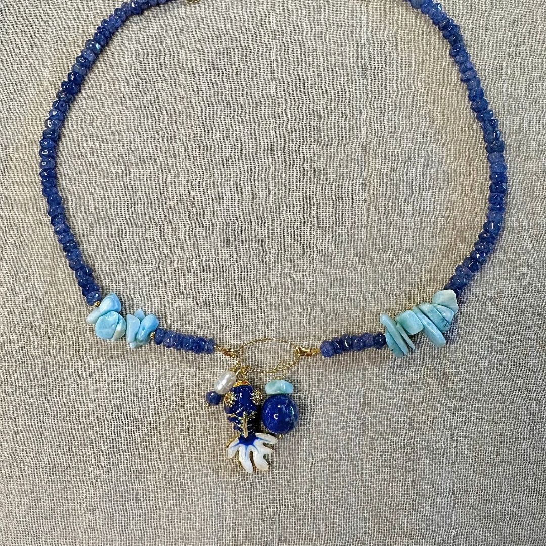 Collier Poisson en Améthyste et Turquoise