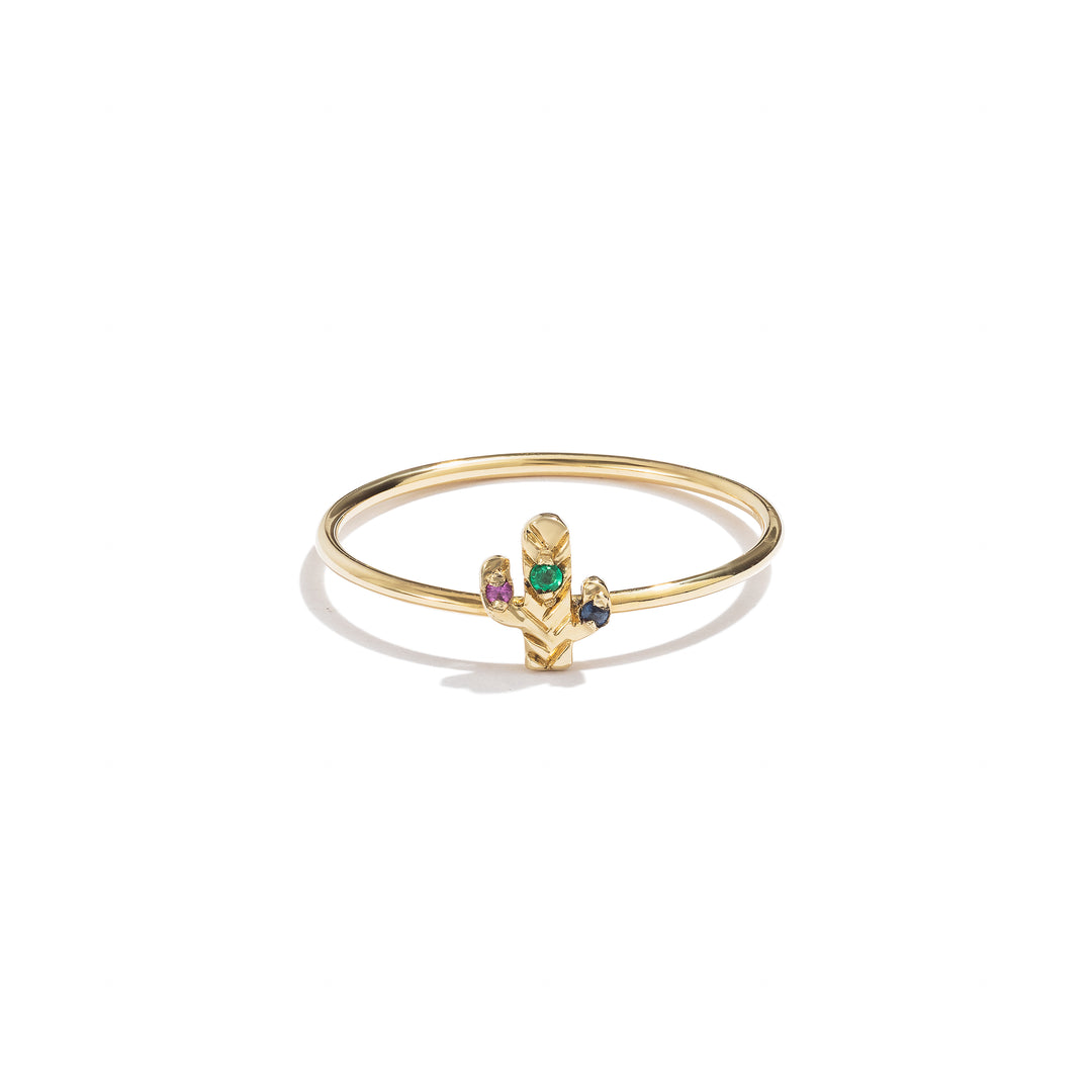 Gold & Emeralds Cactus Ring