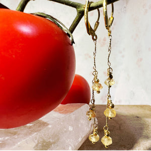 Gold Plated Silver & Citrines Tournicoton Earring