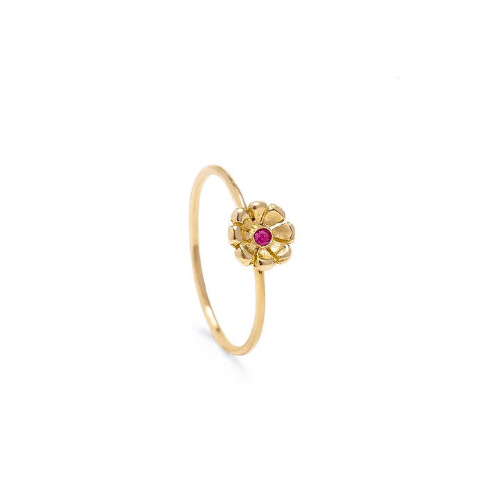 Gold & Ruby Daisy Ring