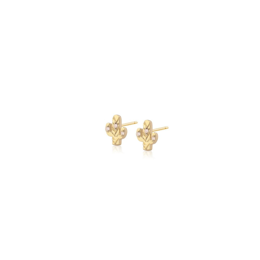 Gold & Emeralds Cactus Earring