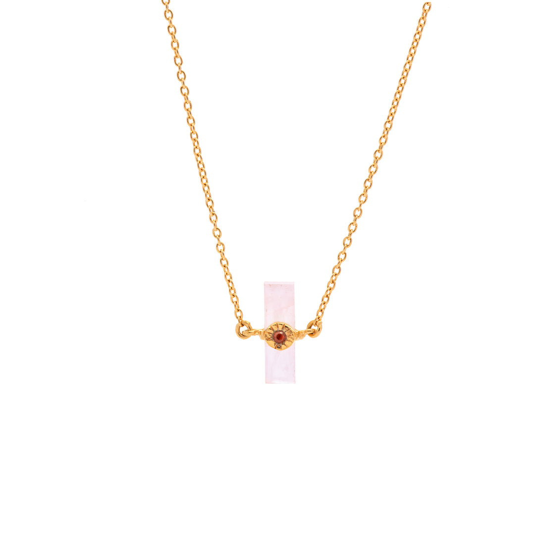 Collier Celestial Drop – Quartz Rose & Grenat