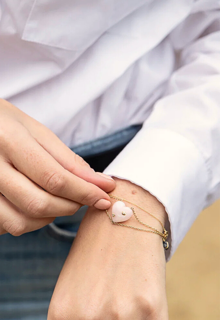 Bracelet Heart of Light – Pink Opal & Diamonds