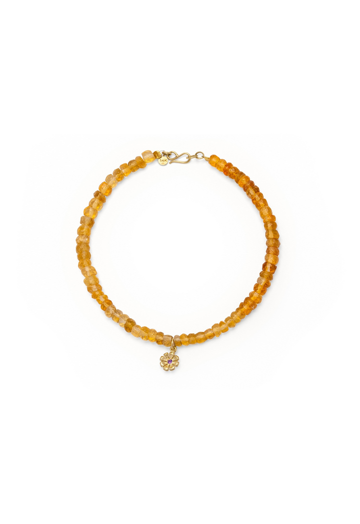 Pulsera Pétalo de Sol – Citrino y Amatista 