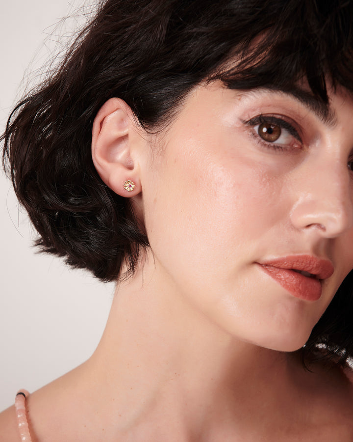 Gold & Ruby Daisy Earring