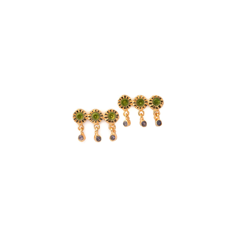 Earring Trinity Mini Sun -Peridots and Iolites