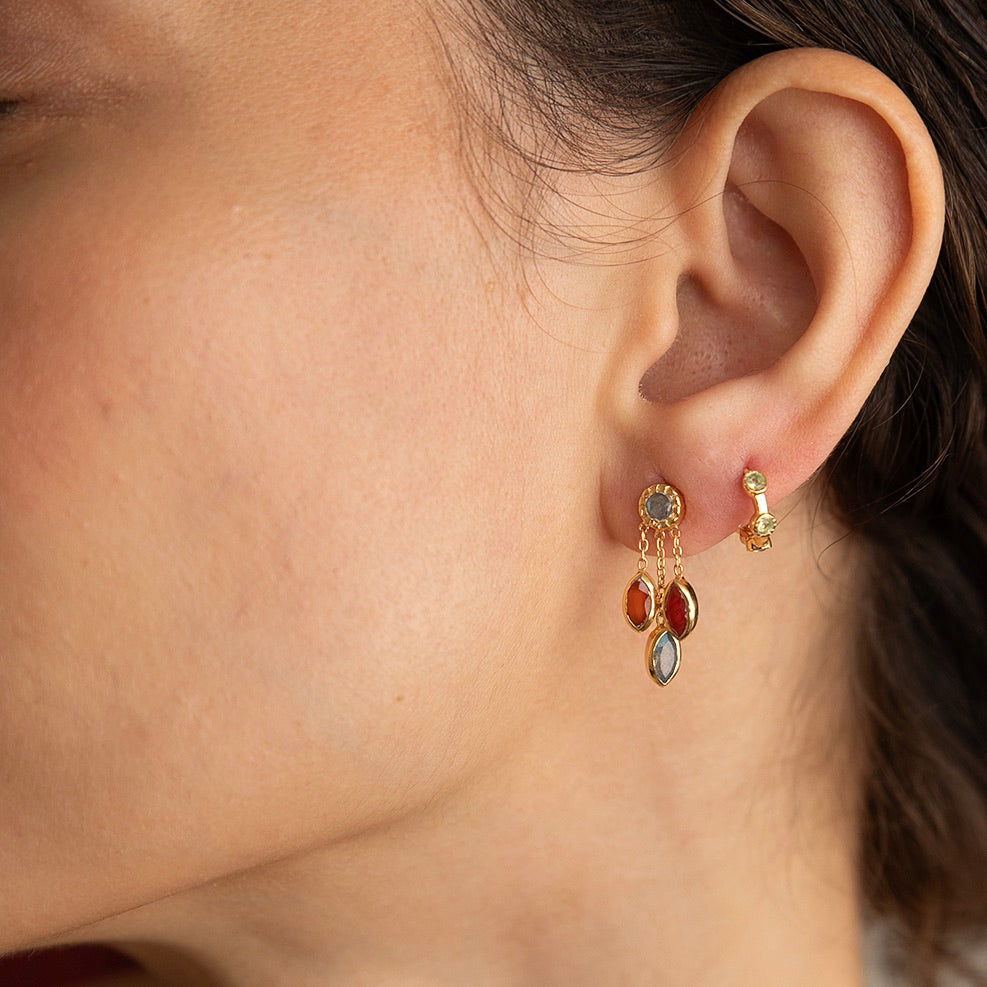 Boucles d'Oreille Dreamcatcher labradorites & Grenats