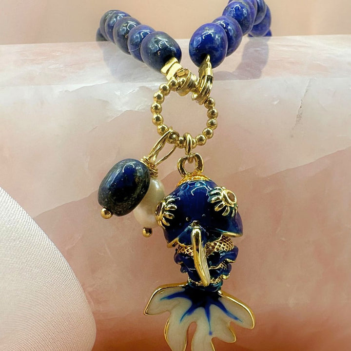 Collier Poisson en Améthyste et Turquoise