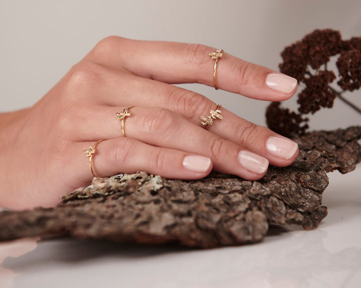 Gold & Emeralds Cactus Ring