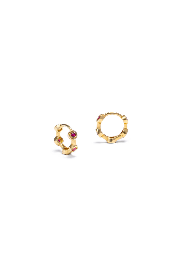 Hoop earring mini Sun- Rubies