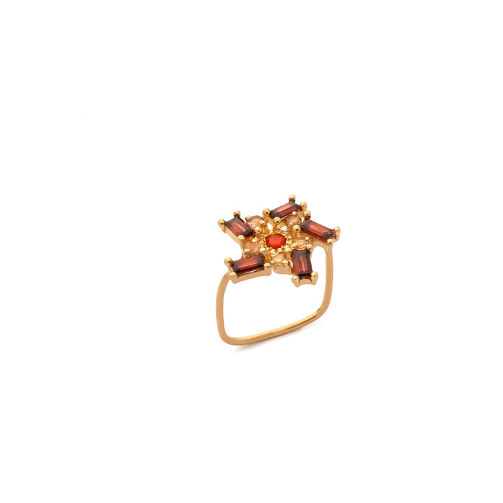 Bague Solaris Halo – Cornaline, Grenat & Citrine