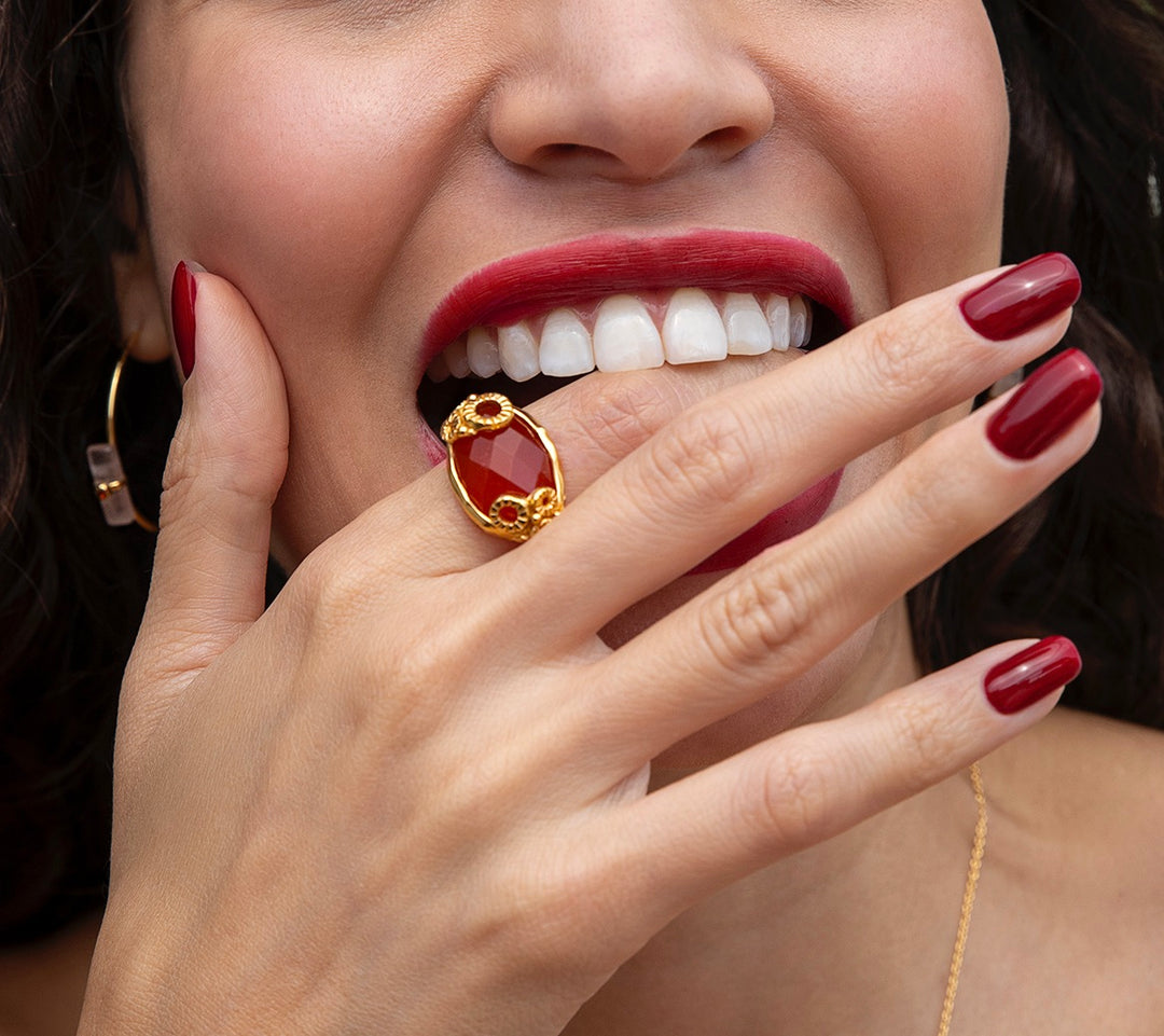 Ring  SunFlora-Carnelian