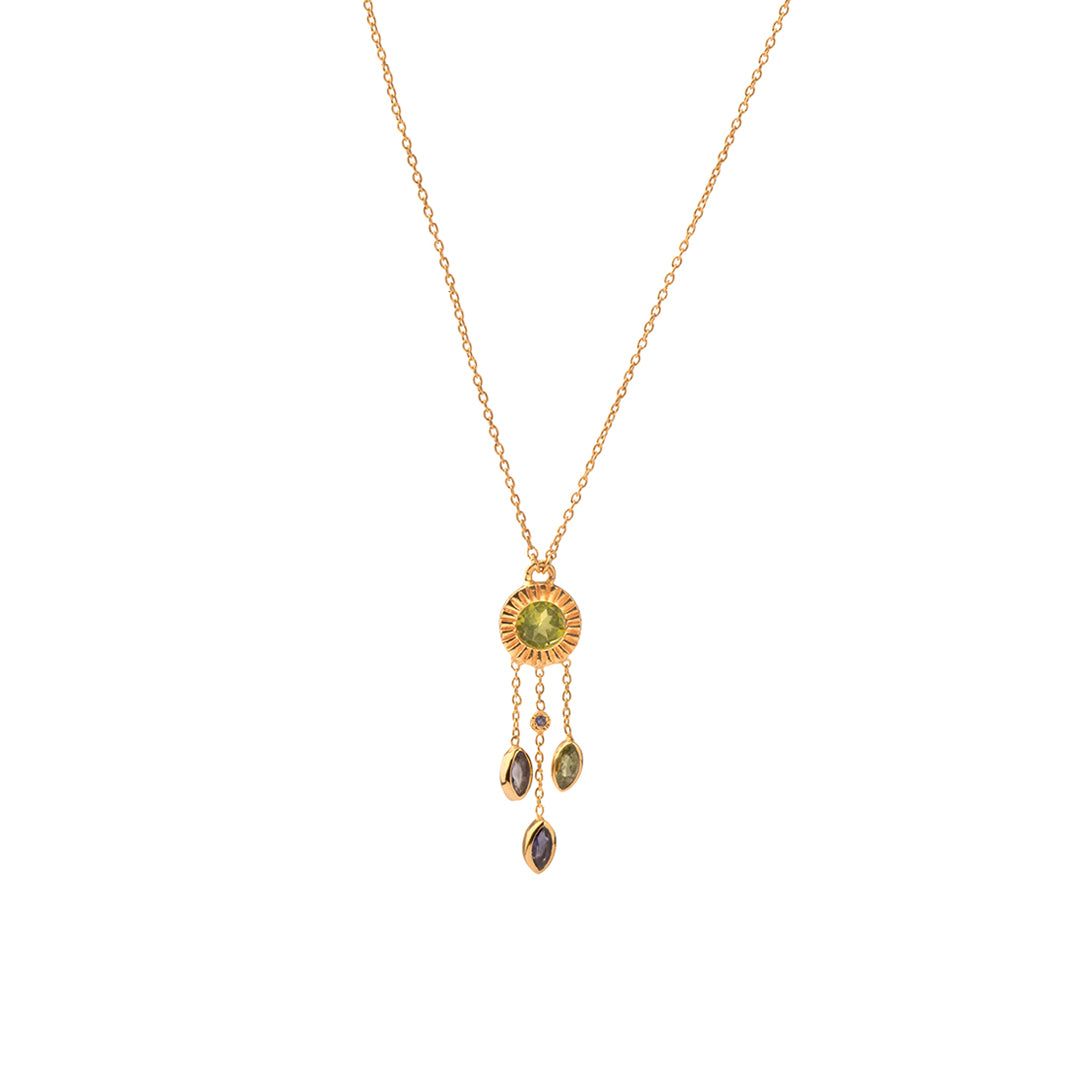 Collier Péridot &amp; Iolite Argent Plaqué Or 18K - Luna Dreamcatcher