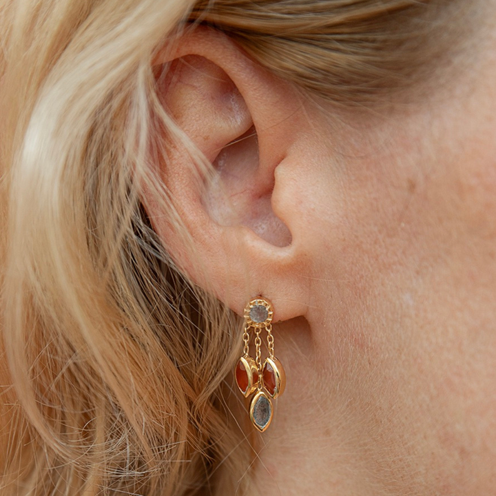 Boucles d'Oreille Dreamcatcher labradorites & Grenats