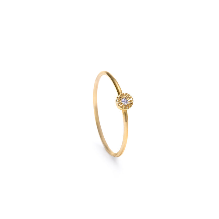Gold & Diamond  Mini Sun Ring