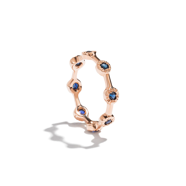 Rose Gold & Sapphires 8 Mini Suns Ring