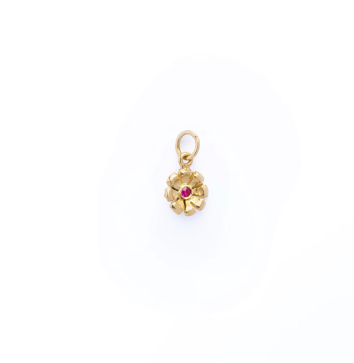 Gold & Ruby Daisy Charm