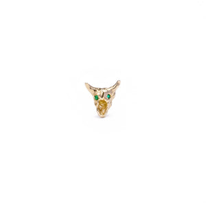 Gold & Emerald Buffalo Stud Earring