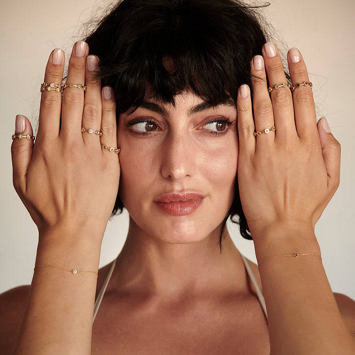 Gold & Diamonds 8 Mini Suns Ring