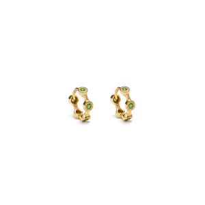 Gold & Tsavorites Mini Hoop Earring