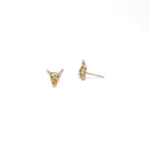 Gold & Emeralds Buffalo Stud Earring