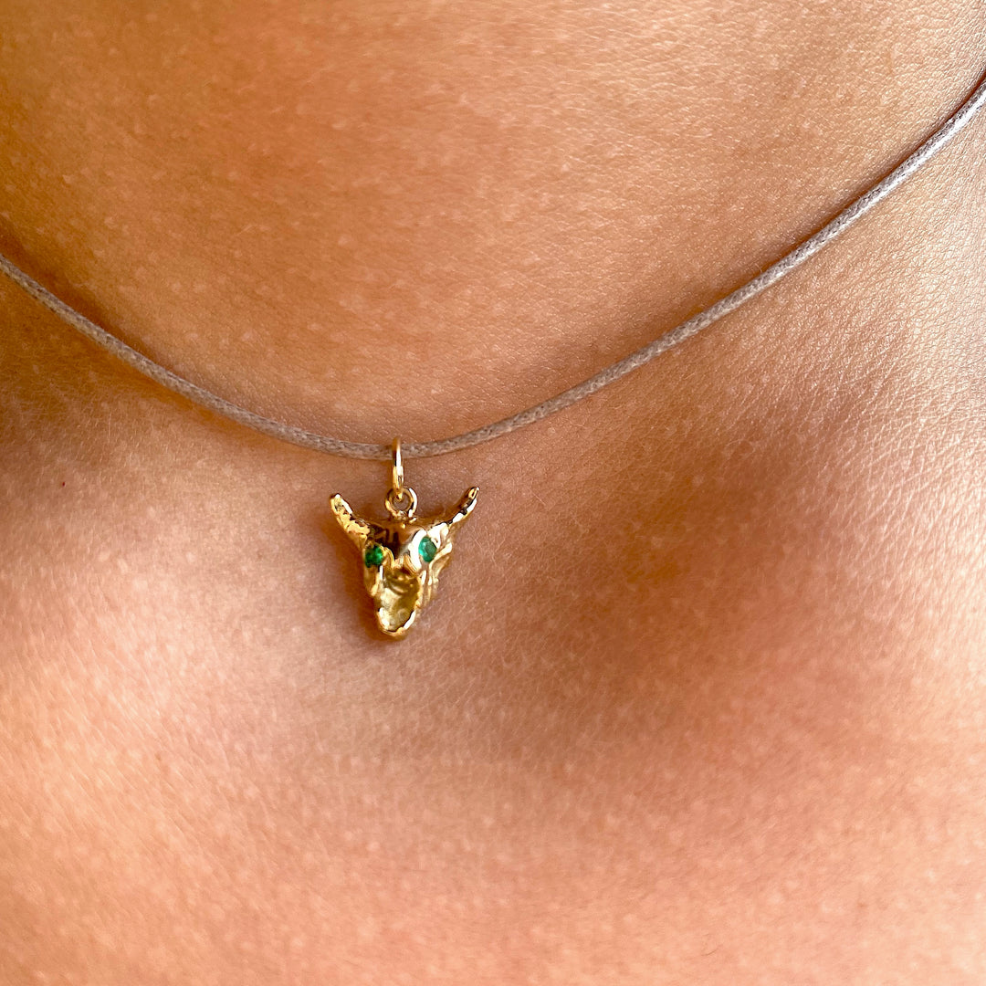 Gold & Emeralds Buffalo Charm