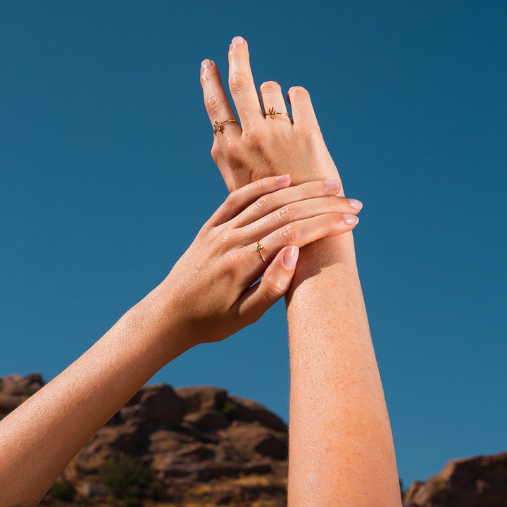 Gold & Emeralds Cactus Ring