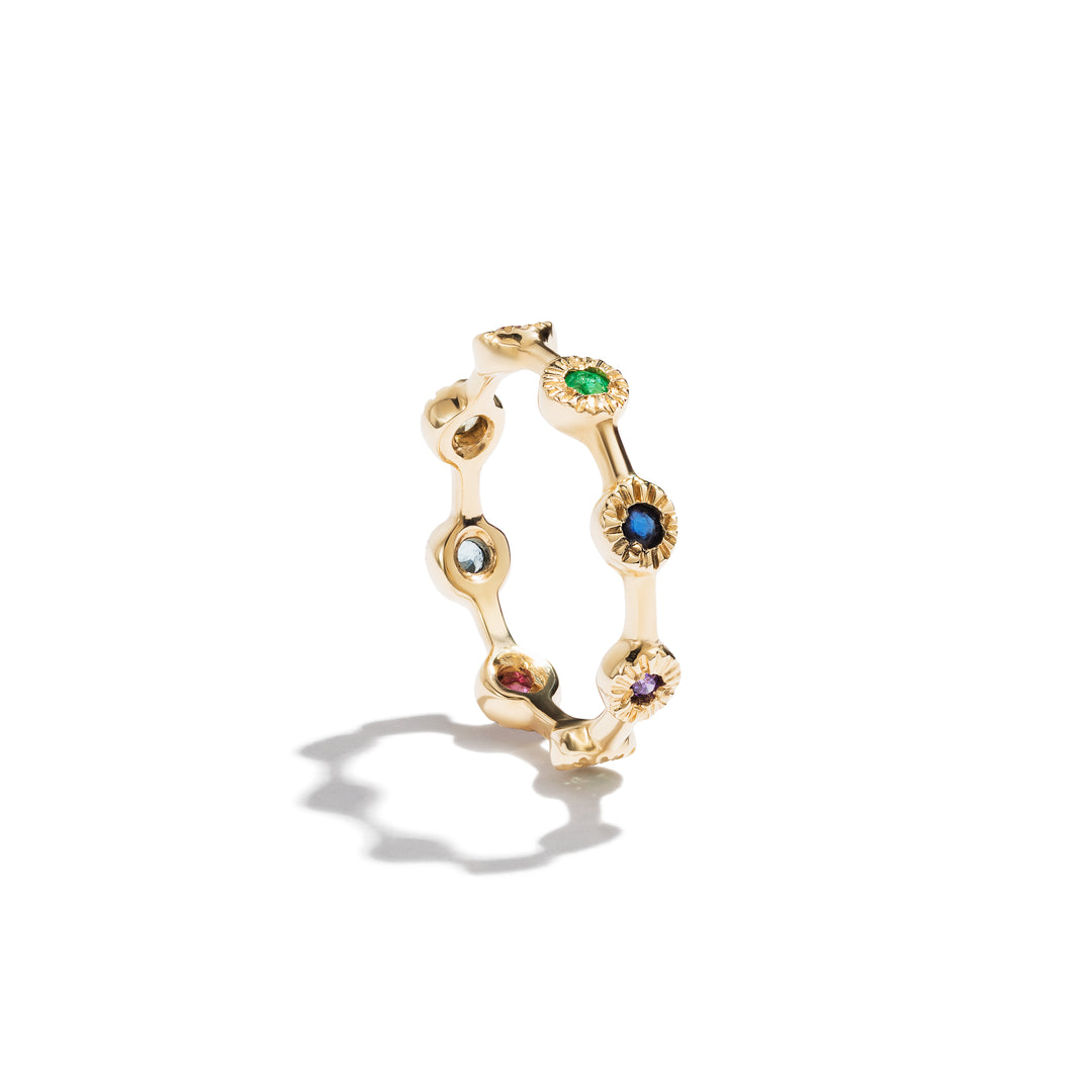 Gold & Precious Stones 8 Mini Suns Ring