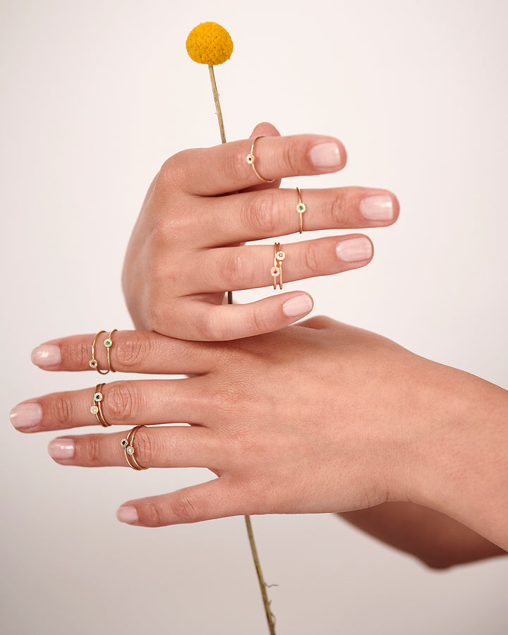 Gold & Diamond  Mini Sun Ring