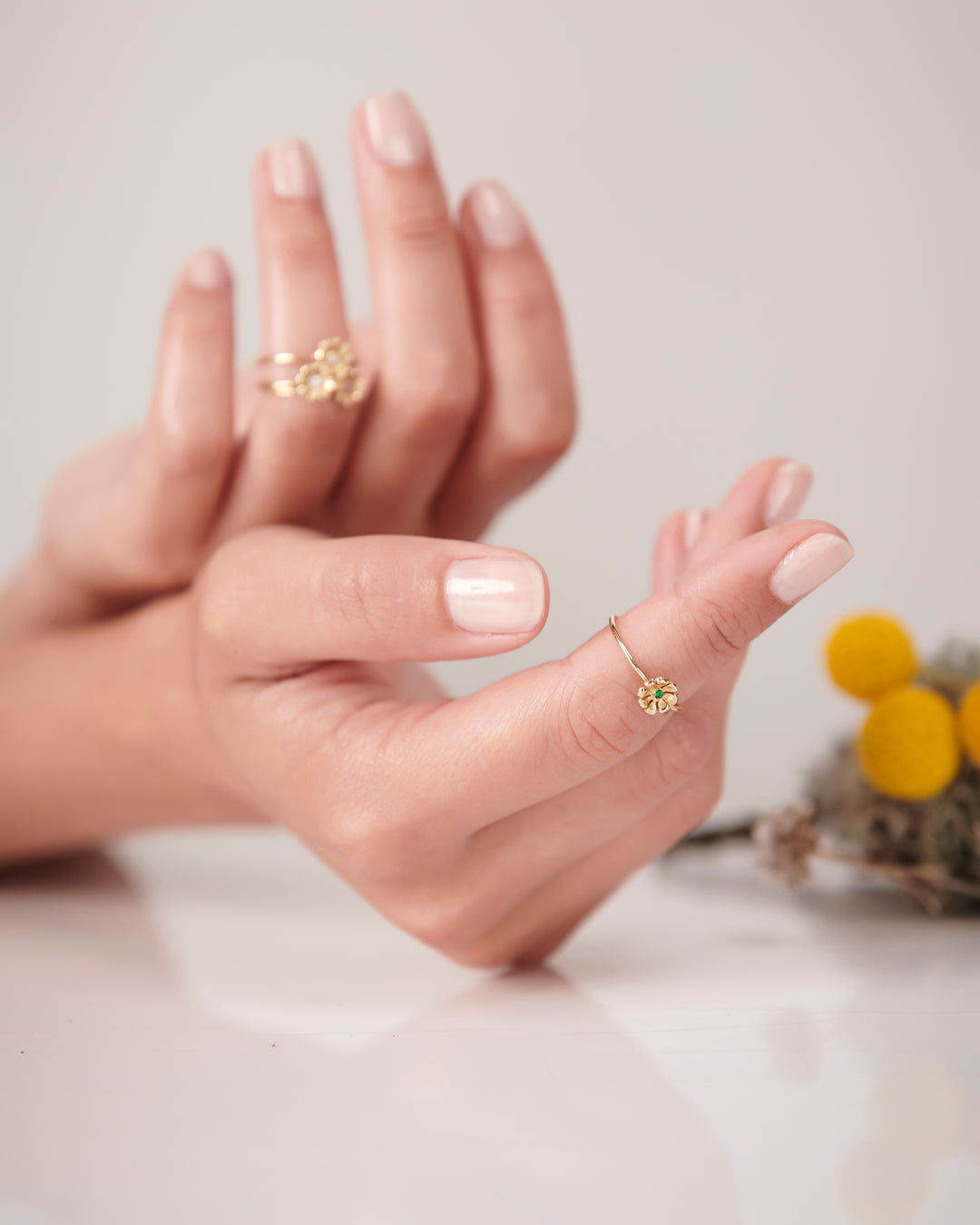 Gold & Ruby Daisy Ring