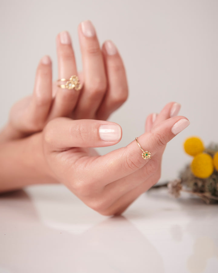 Gold & Ruby Daisy Ring