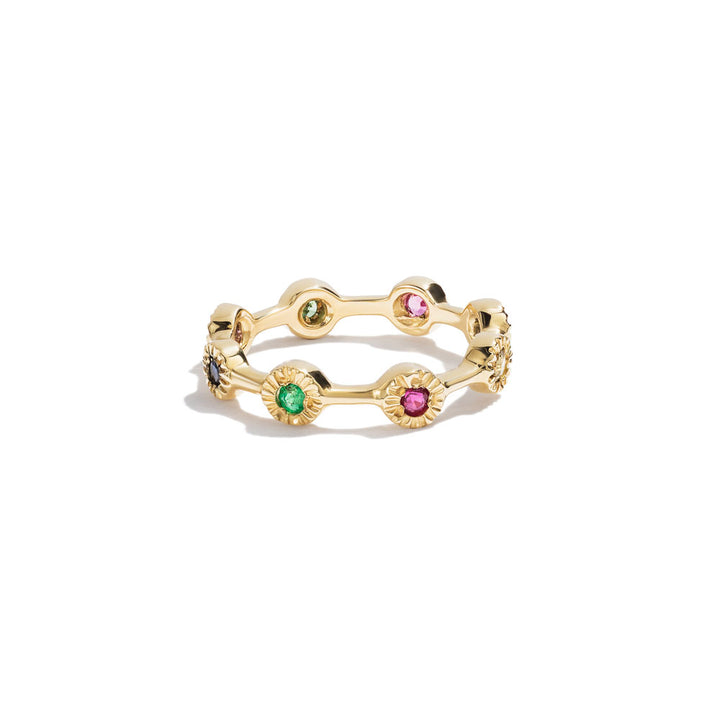 Gold & Precious Stones 8 Mini Suns Ring