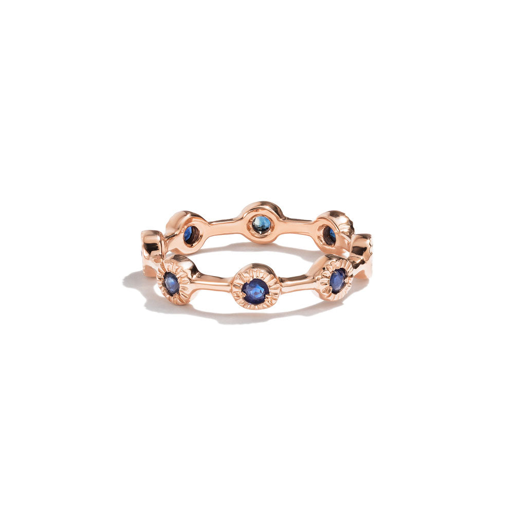 Rose Gold & Sapphires 8 Mini Suns Ring