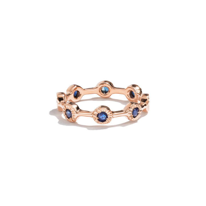 Rose Gold & Sapphires 8 Mini Suns Ring