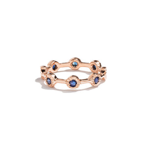 Rose Gold & Sapphires 8 Suns Ring