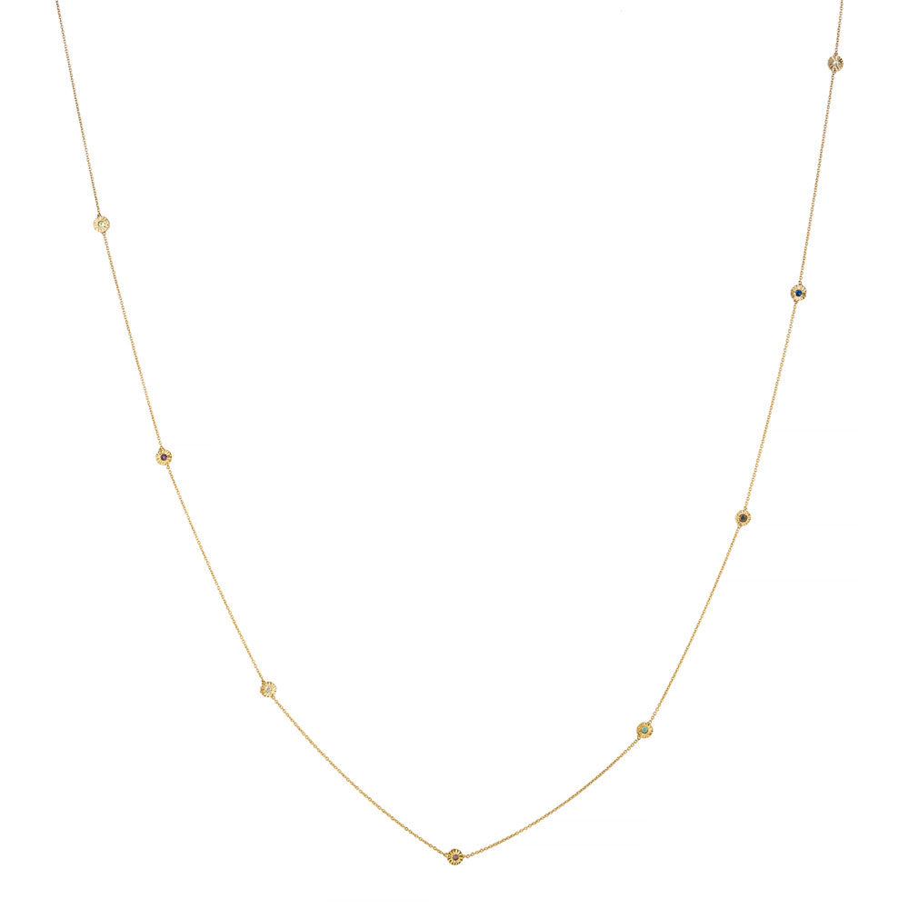 Long Mini Sun Necklace – Precious Stones