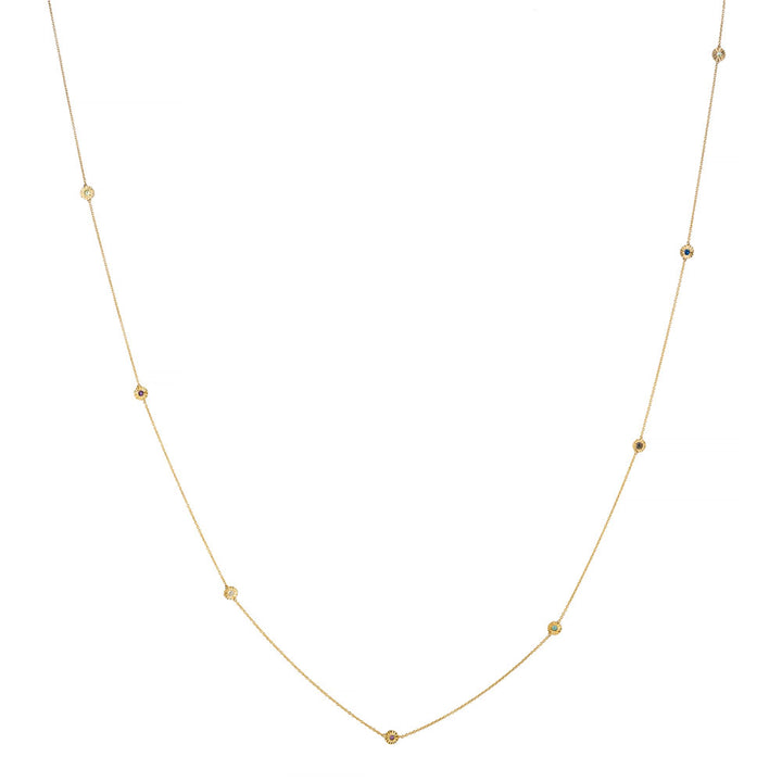 Long Mini Sun Necklace – Precious Stones