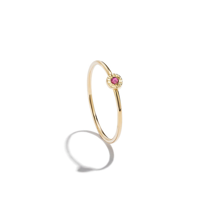 Gold & Ruby  Mini Sun Ring