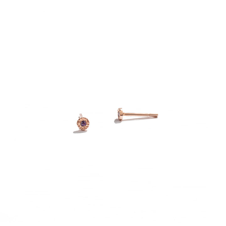 Red Gold  & Amethyst Sun Stud Earring