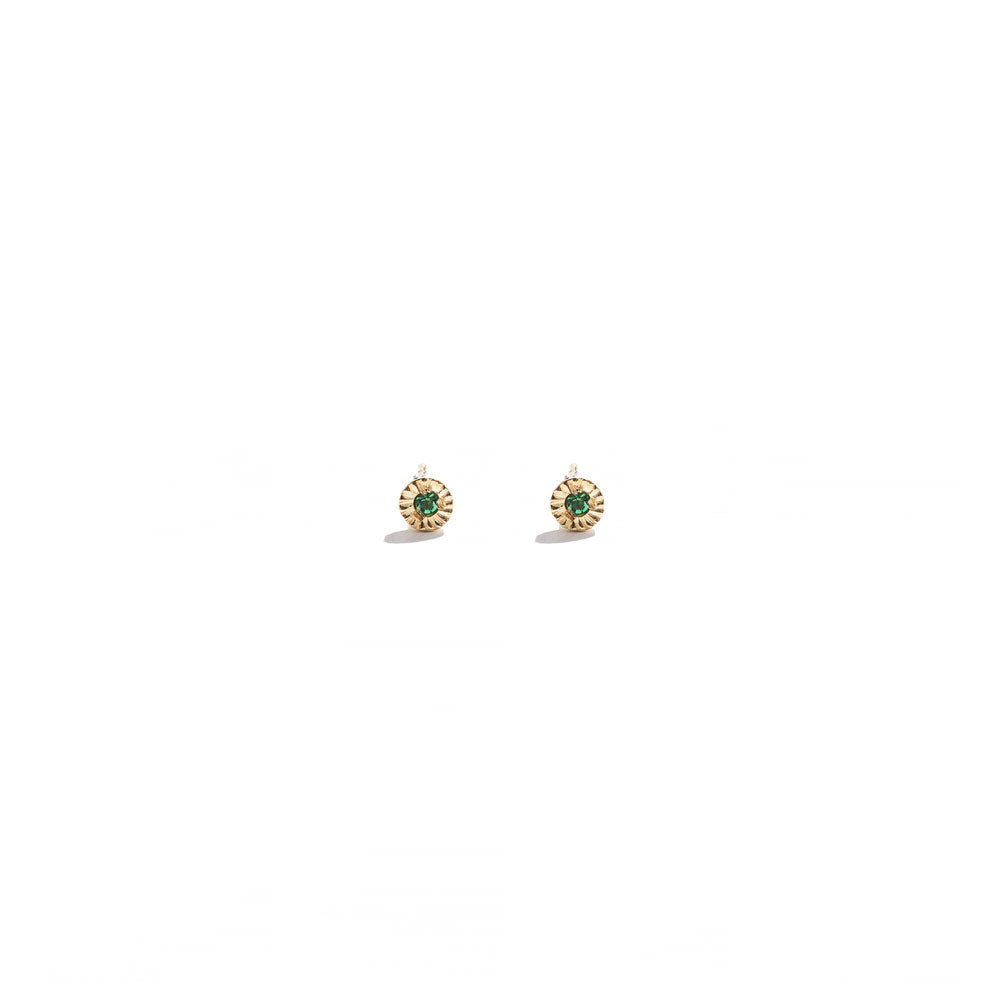Mini Sun Studs – Emerald