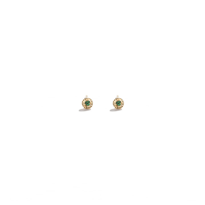 Mini Sun Studs – Emerald