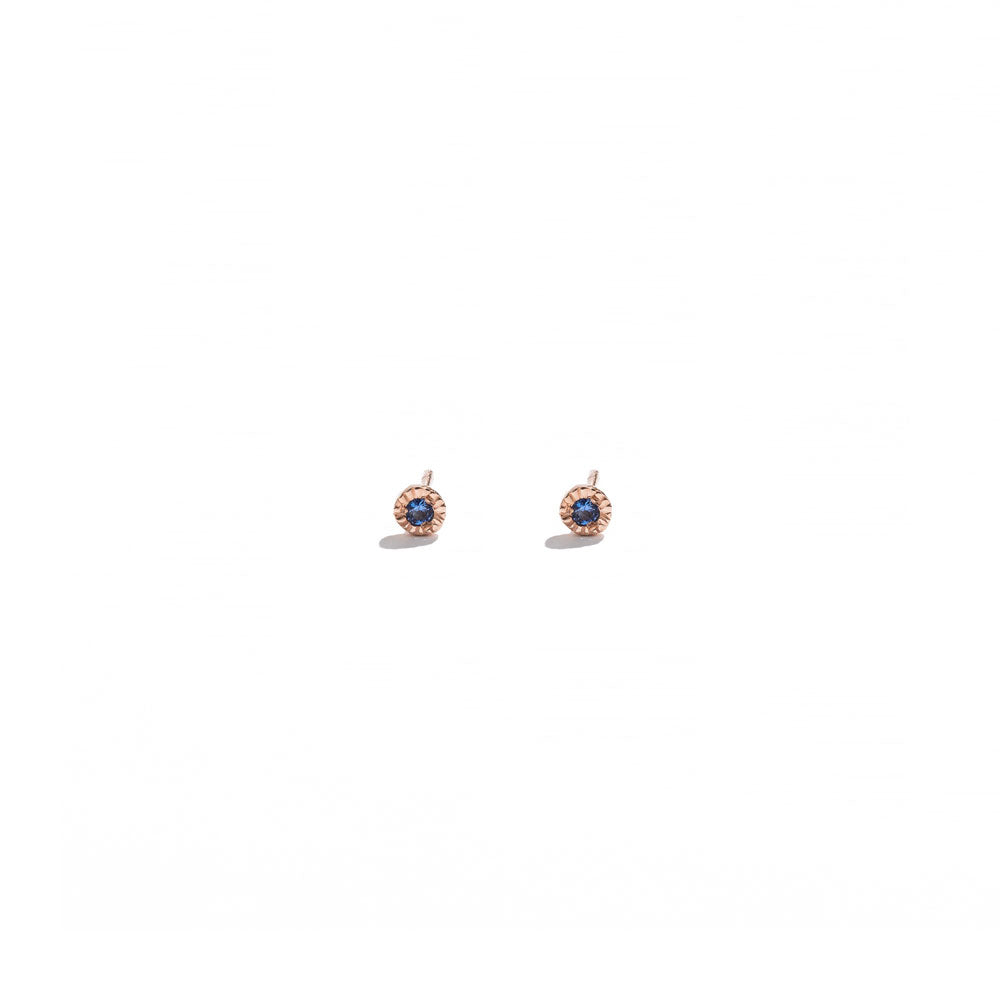 Red Gold & Sapphire Sun Stud Earring