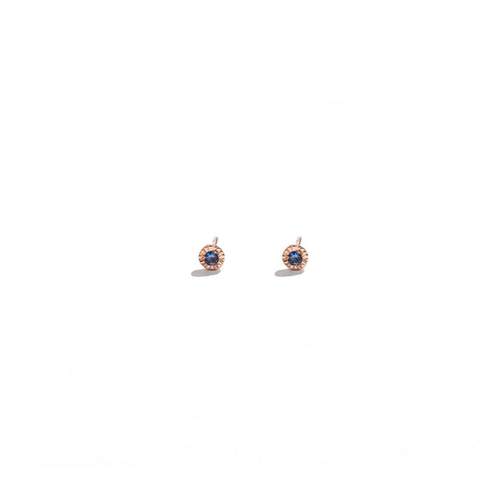 Red Gold & Sapphire Sun Stud Earring