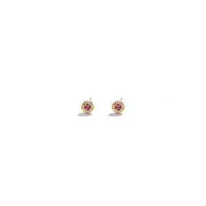Gold & Ruby Sun Stud Earring