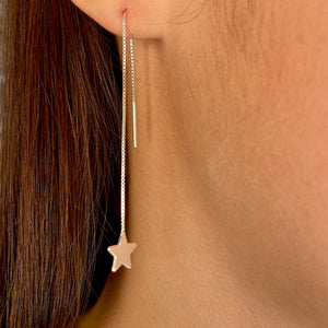 Sterling Silver Long Star Earring