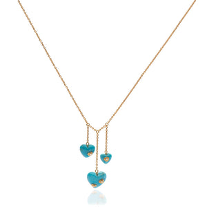 Gold & Turquoises with diamonds Amore Mio Necklace